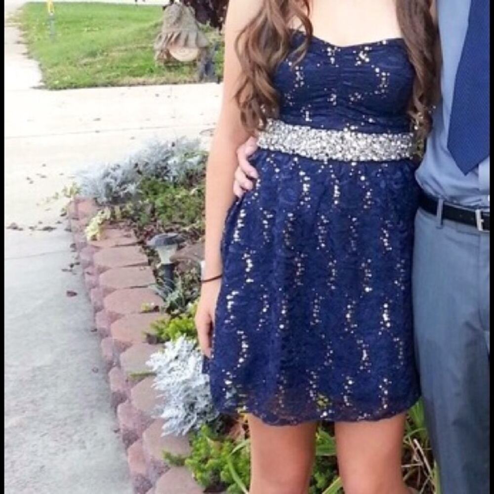 Michelle Strapless Navy Blue Homecoming Dress Size XS - Picture 4 of 4